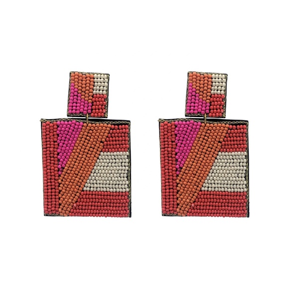 Ruby Beaded Earrings - Picture 2 of 4